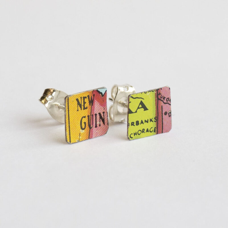 World Piece Tin Globe Ear Studs