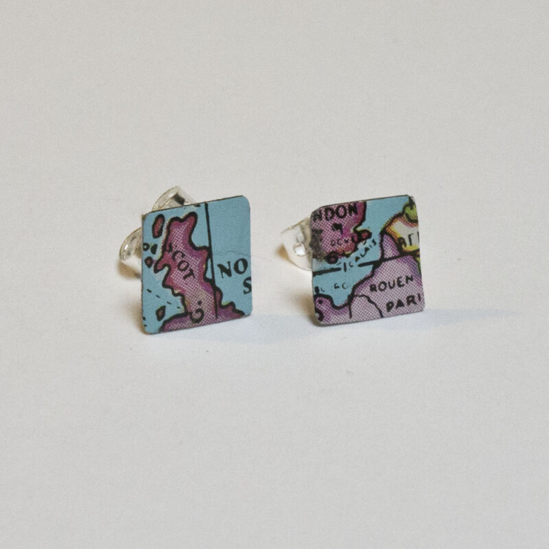 World Piece Tin Globe Ear Studs
