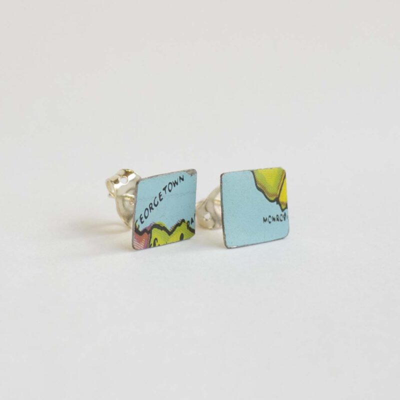 World Piece Tin Globe Ear Studs