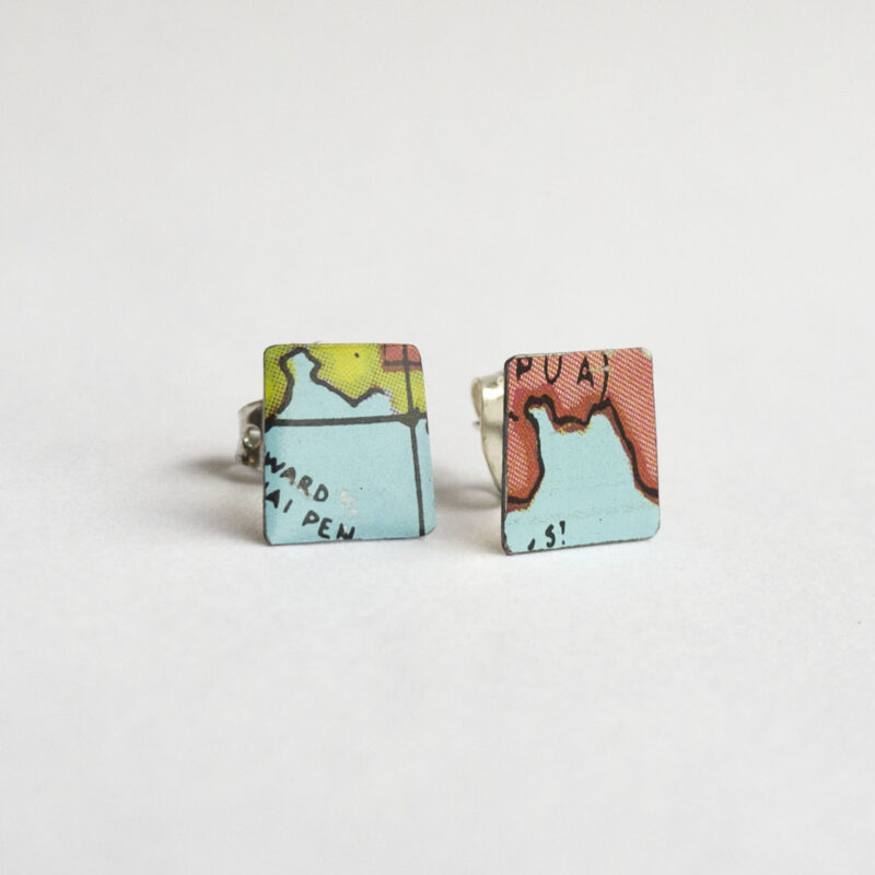 World Piece Tin Globe Ear Studs