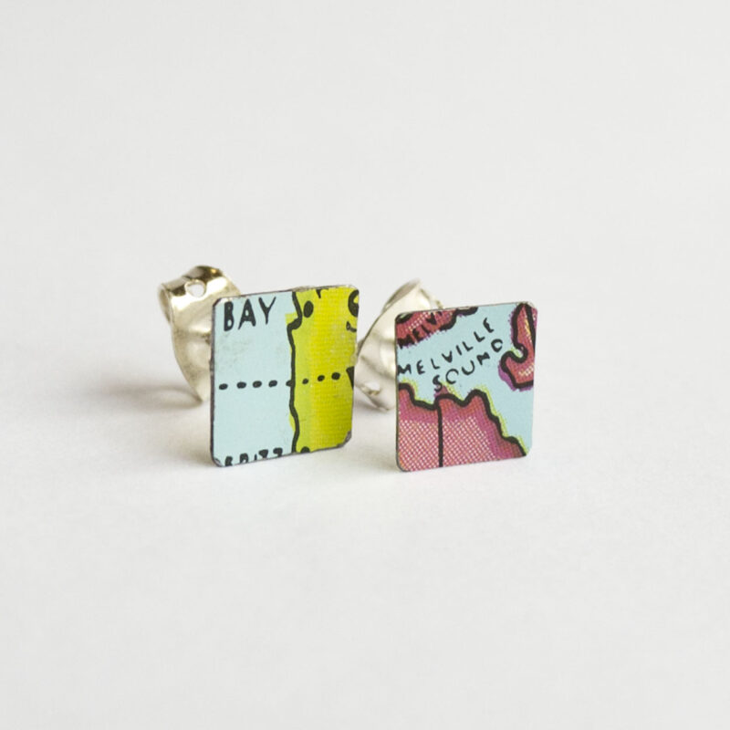 World Piece Tin Globe Ear Studs