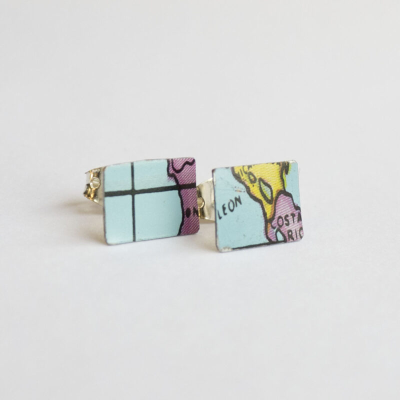 World Piece Tin Globe Ear Studs