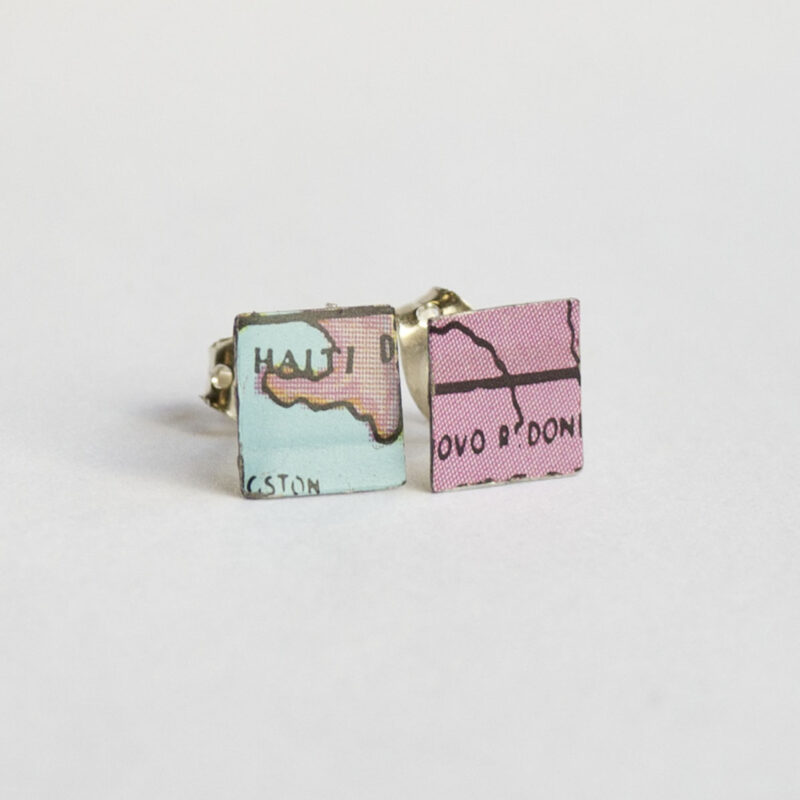 World Piece Tin Globe Ear Studs