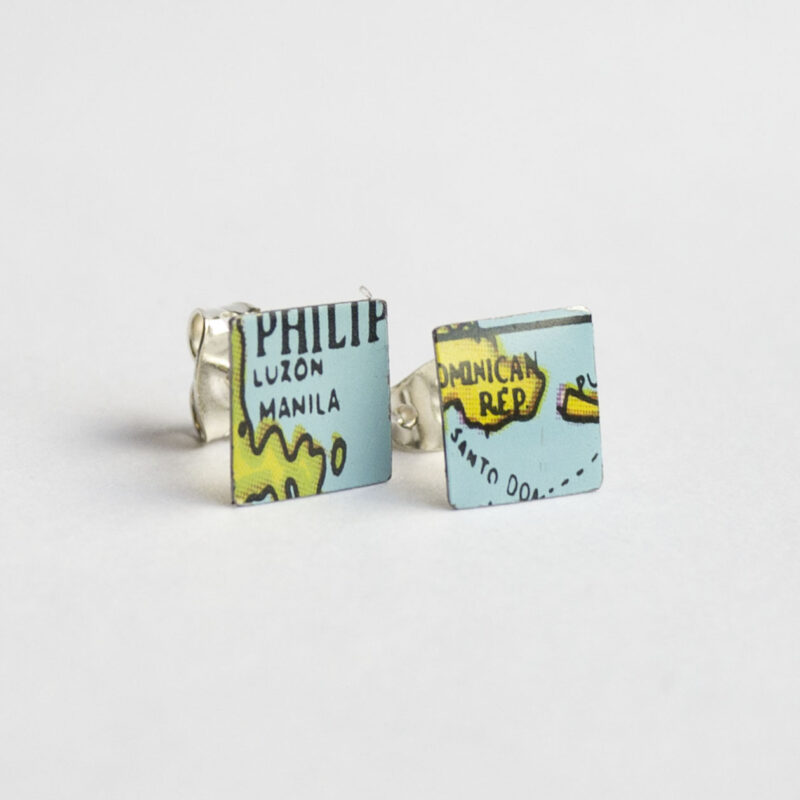 World Piece Tin Globe Ear Studs