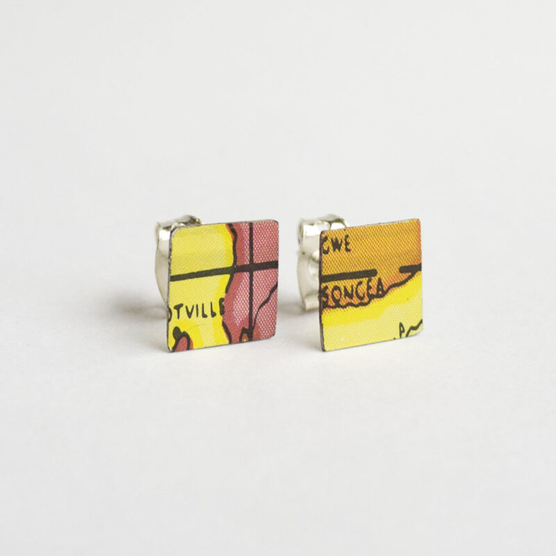 World Piece Tin Globe Ear Studs