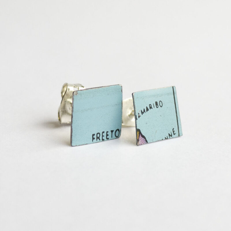 World Piece Tin Globe Ear Studs