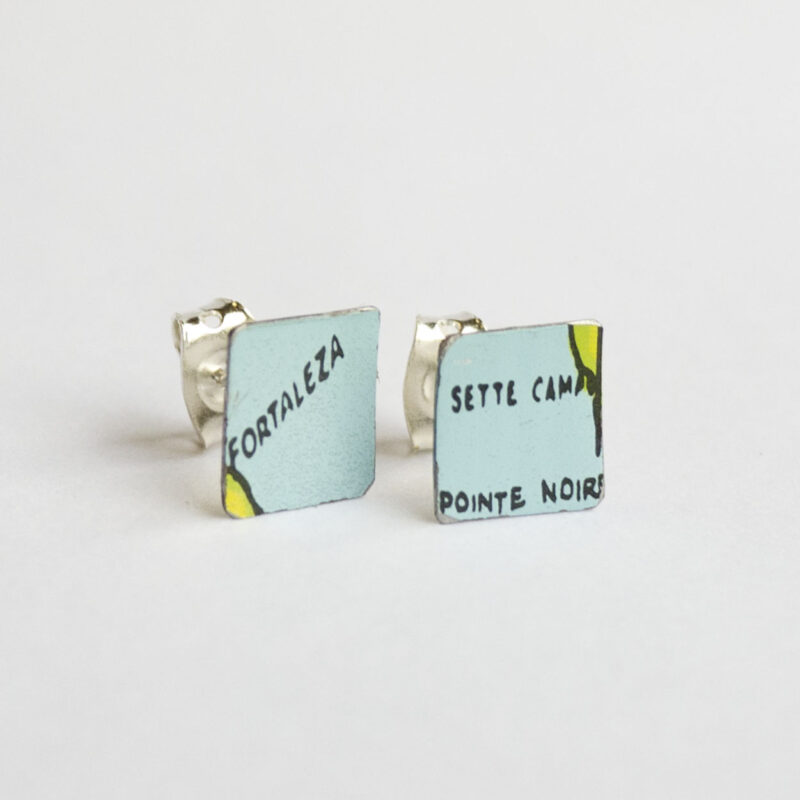 World Piece Tin Globe Ear Studs