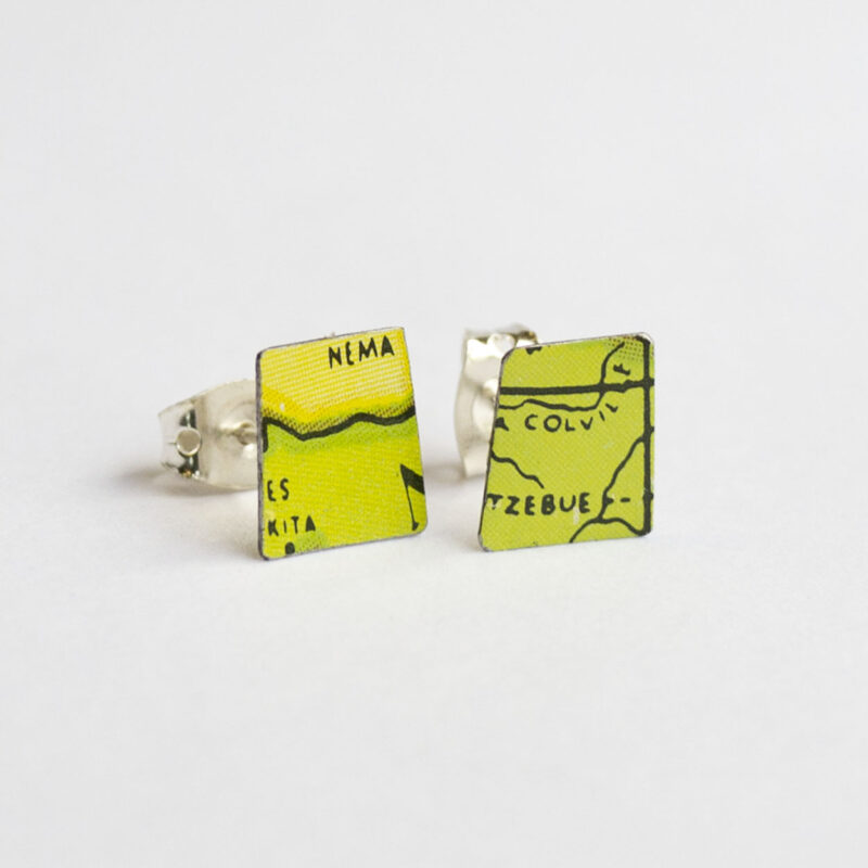 World Piece Tin Globe Ear Studs