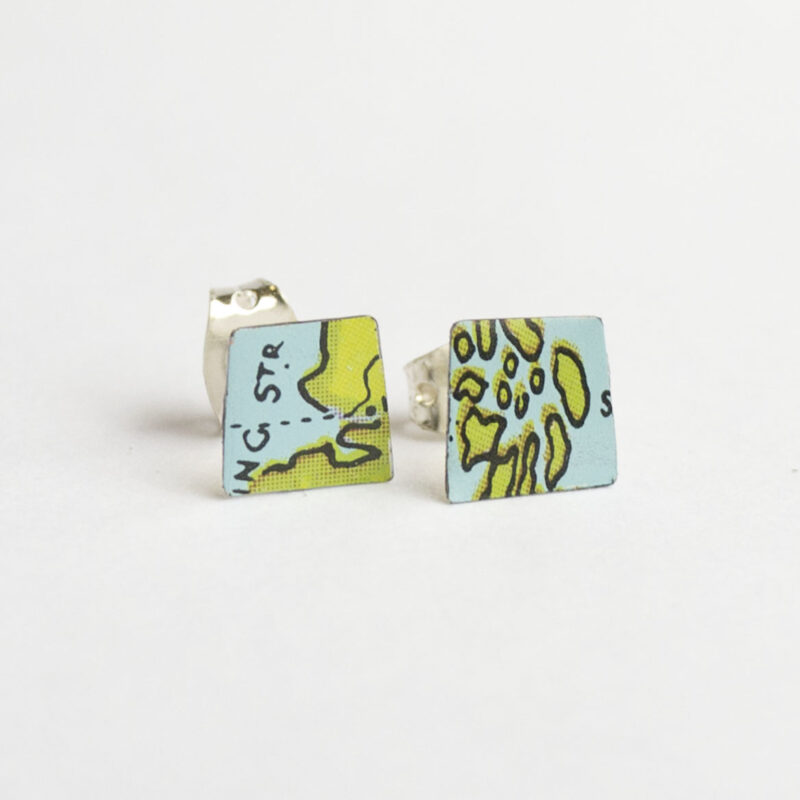 World Piece Tin Globe Ear Studs