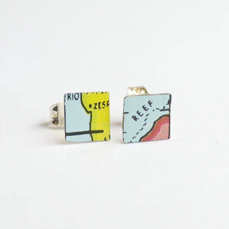 World Piece Tin Globe Ear Studs