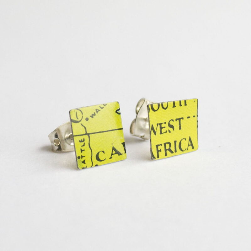 World Piece Tin Globe Ear Studs