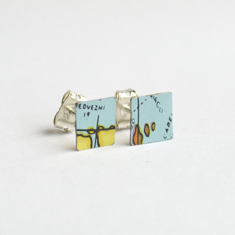 World Piece Tin Globe Ear Studs