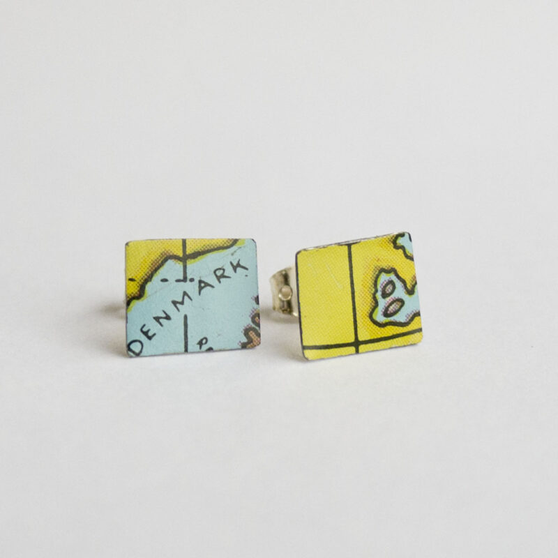 World Piece Tin Globe Ear Studs