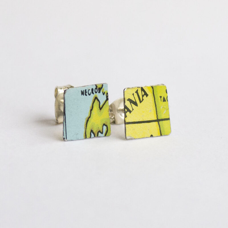 World Piece Tin Globe Ear Studs