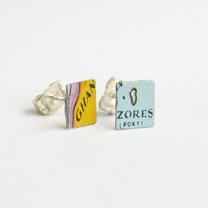 World Piece Tin Globe Ear Studs