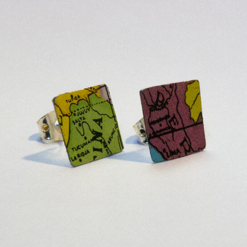 World Piece Tin Globe Ear Studs